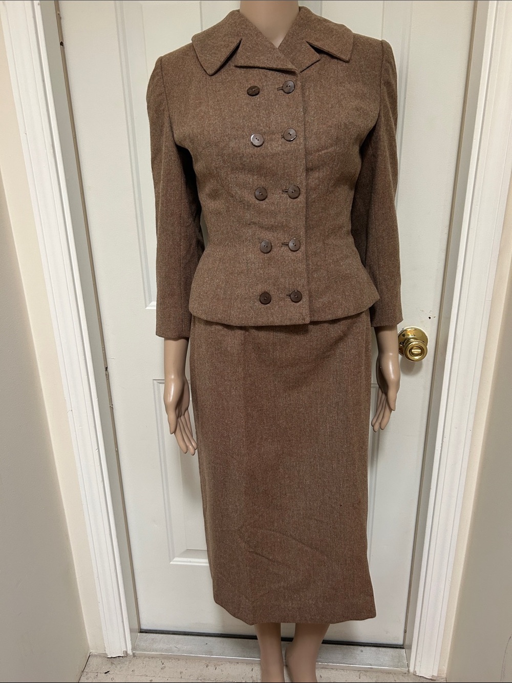 Vintage 1950’s Brown Wool Tweed  Skirt Set - Tailored Two-Piece Ensemble